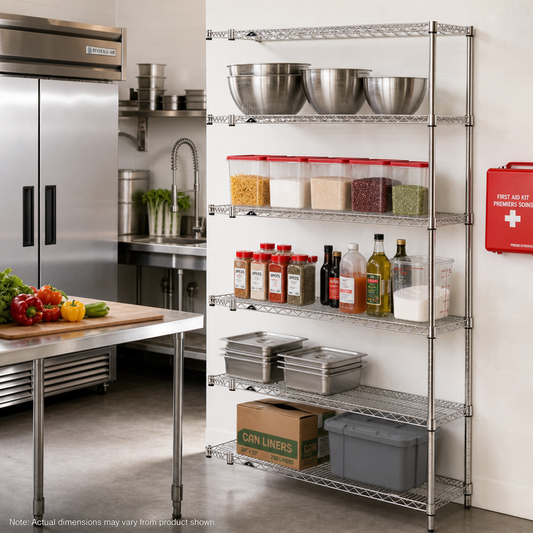 Product image #2 for Metro Super Erecta Add-On Wire Shelving Unit, 48W x 21D x 74H, 5 Shelves, Brite Finish
