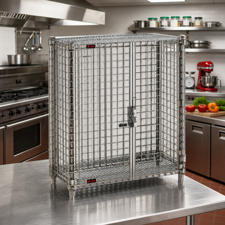 Product image #2 for Eagle QuadTruss Mini Stationary Security Cage with Double Locking Doors, Chrome-Plated, 38 x 16 x 40 Inches