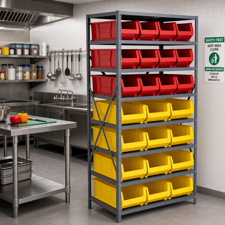 Product image #2 for Quantum Heavy-Duty Stationary Wire Shelving Unit with 8 Shelves and 24 Storage Bins, 24 x 36 x 75 Inches