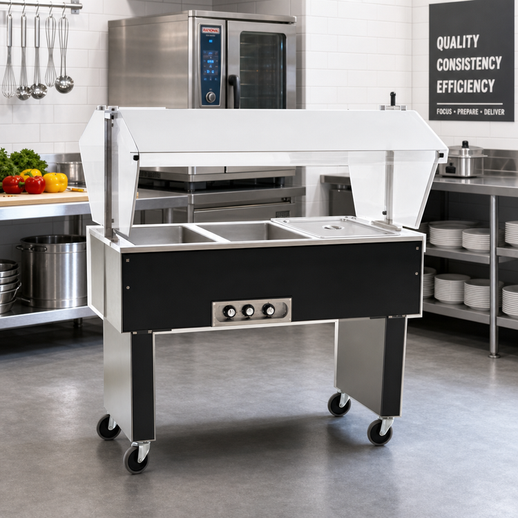 Product image #2 for Service Mate Deluxe Portable Buffet Hot Food Table with 2 Open Wells, 33-Inch Wide, 240V 3-Phase
