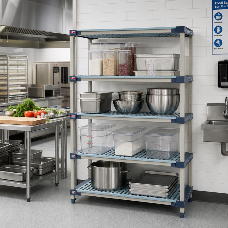 Product image #2 for MetroMax 4 Open Grid Add-On Polymer Shelving Unit, 42 Inch W x 18 Inch D x 74 Inch H