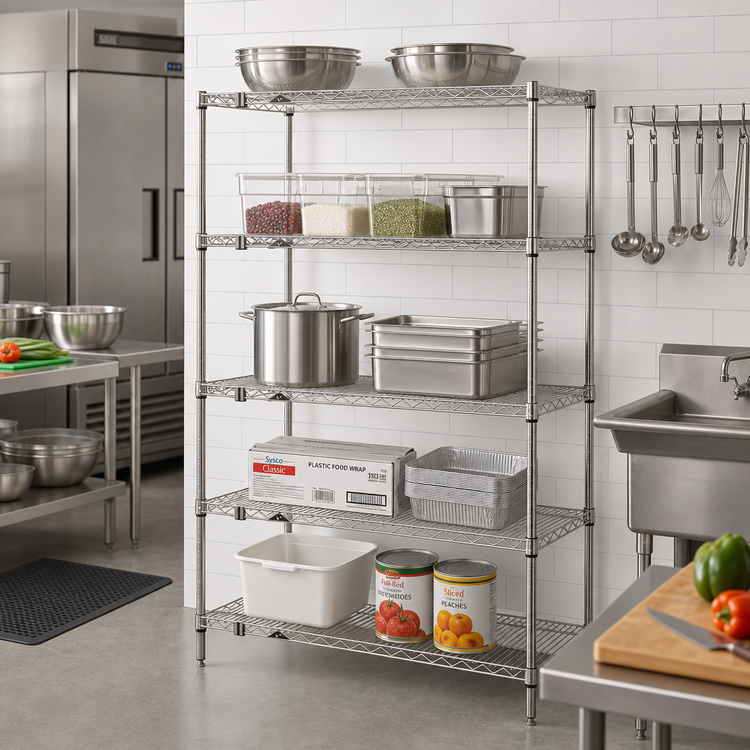 Product image #2 for Metro Super Erecta Brite Add-On Wire Shelving Unit, 36W x 18D x 74H, 5 Shelves
