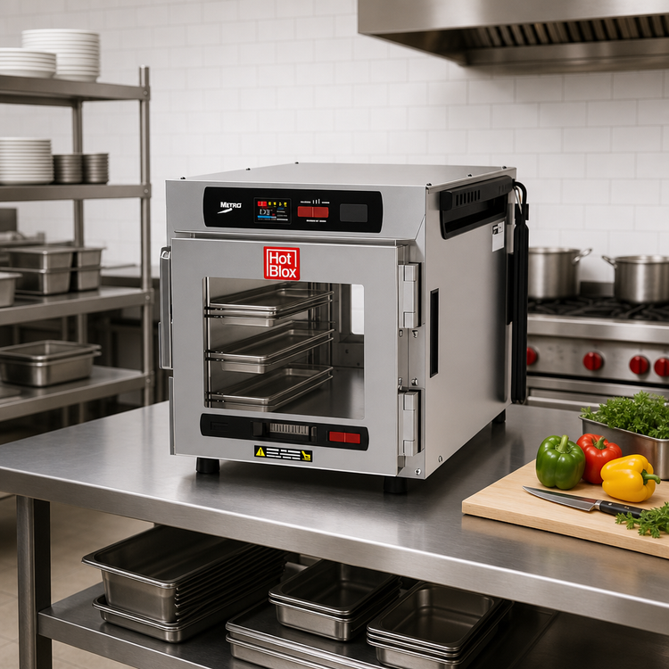 Product image #3 for Metro HotBlox Narrow 4-Pan Pass-Thru Countertop Insulated Holding Cabinet with Clear Doors and Digital Touchscreen Controls