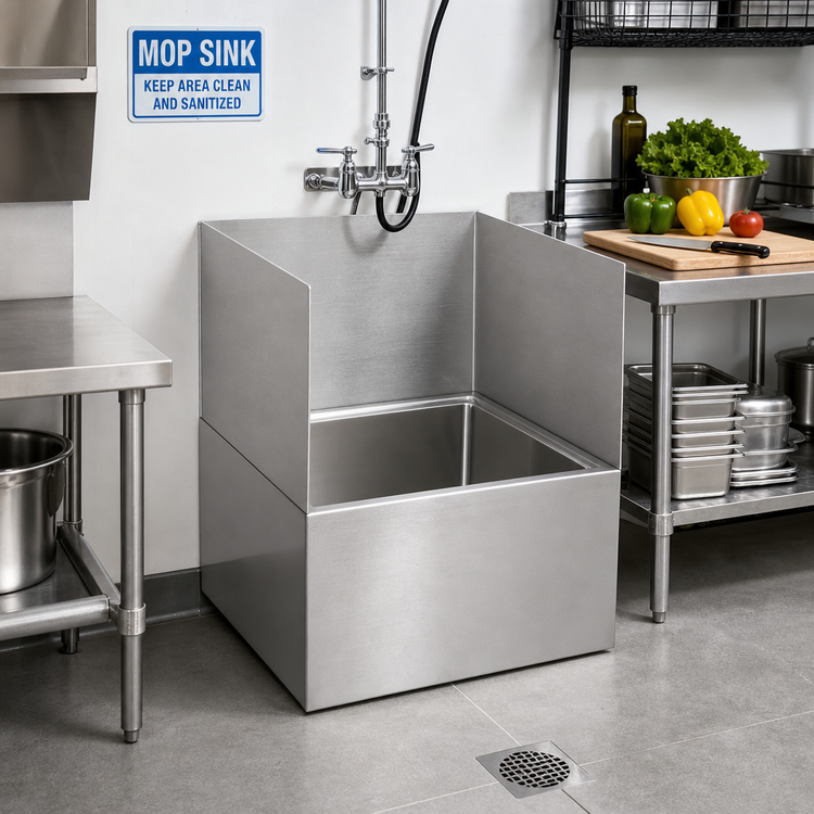 Product image #2 for John Boos Mop Sink Add-On Wall Guard Wainscoting, Rear/Left/Right, for 28 x 20 Bowl