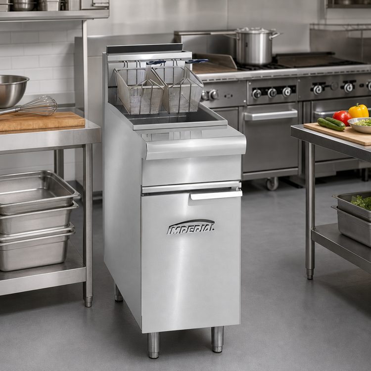 Product image #2 for Imperial Restaurant Series Range Match Gas Floor Fryer, 50 lb Open Pot