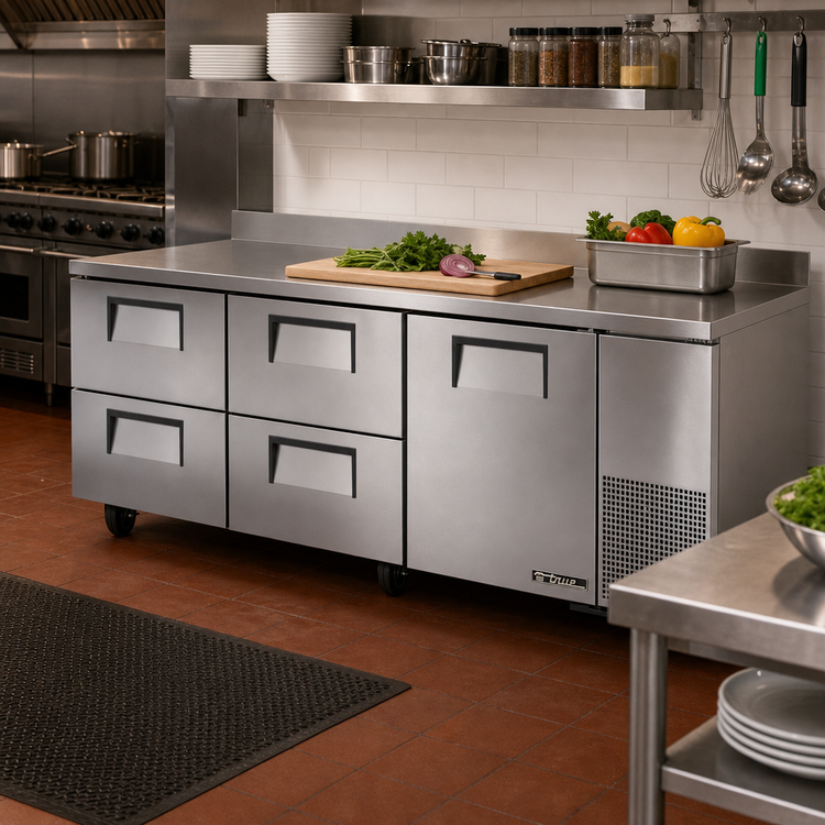 Product image #2 for True Deep Three-Section Worktop Refrigerator with 1 Door and 4 Drawers