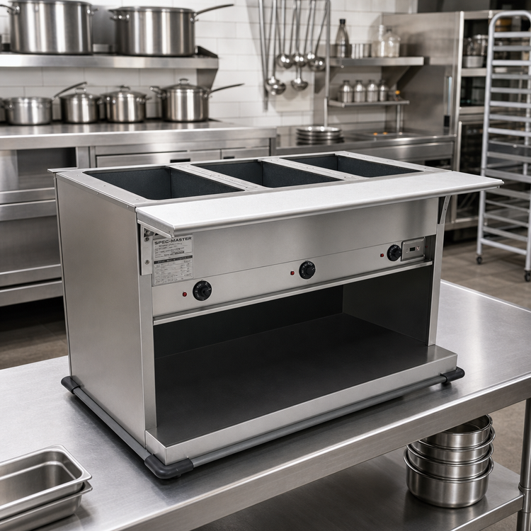 Product image #2 for Spec-Master PHT3OB-240 Portable Electric Hot Food Table with 3 Open Wells, 240V