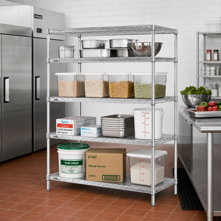 Product image #3 for Metro Super Erecta Metroseal 3 4-Shelf Stationary Starter Wire Shelving Unit, 72" W x 24" D x 63" H