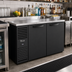Thumbnail image #2 for True 60-Inch Two-Section Refrigerated Back Bar Cooler with Self-Contained Side-Mounted Refrigeration, Stainless Steel Top, and Black Exterior