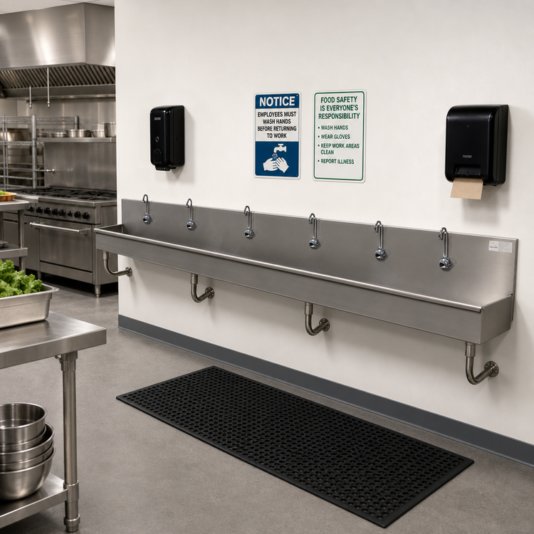 Product image #2 for Advance Tabco 6-Station ADA Electronic Wall-Mounted Hand Sink with 6 Faucets, 120 Inch, 304 Stainless Steel