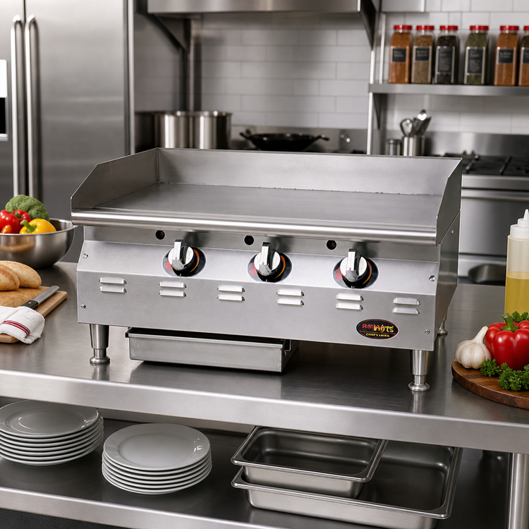 Product image #2 for RedHots Chef's Line Extra-Deep 24-Inch Countertop Natural Gas Griddle with Manual Controls