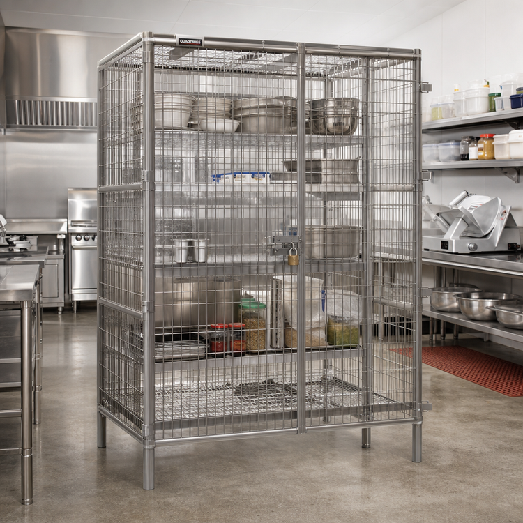 Product image #2 for QuadTruss Stationary Stainless Steel Security Cage with Padlock-Hasp Doors