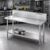 Thumbnail image #2 for Advance Tabco 60-Inch x 24-Inch 14 Gauge 304 Stainless Steel Work Table with 10-Inch Backsplash and Adjustable Undershelf