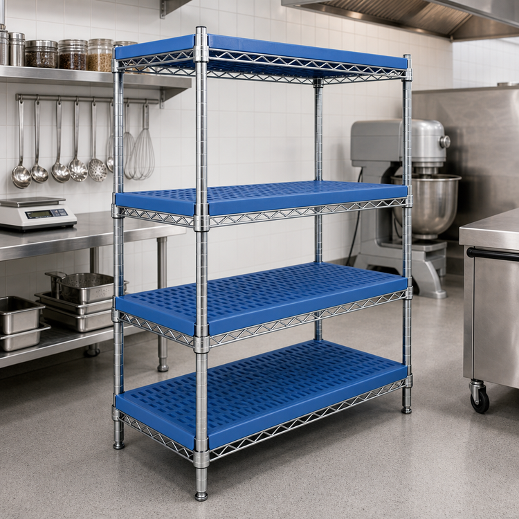 Product image #2 for QuadPlus Solid Blue Polymer Shelf Mat, 42 x 24 Inches, with Wire QuadTruss Frame