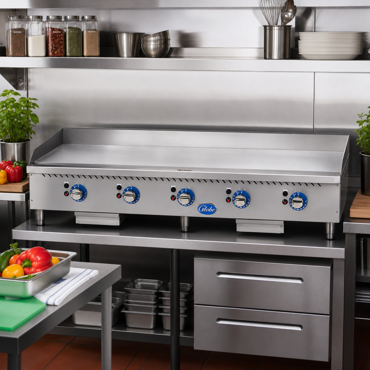 Product image #2 for Globe 60-Inch Gas Countertop Griddle with Thermostatic Controls