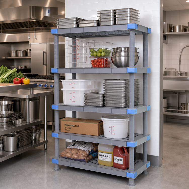 Product image #2 for Millenia 5-Shelf Polymer Starter Shelving Unit, 42W x 24D x 50H, Gray