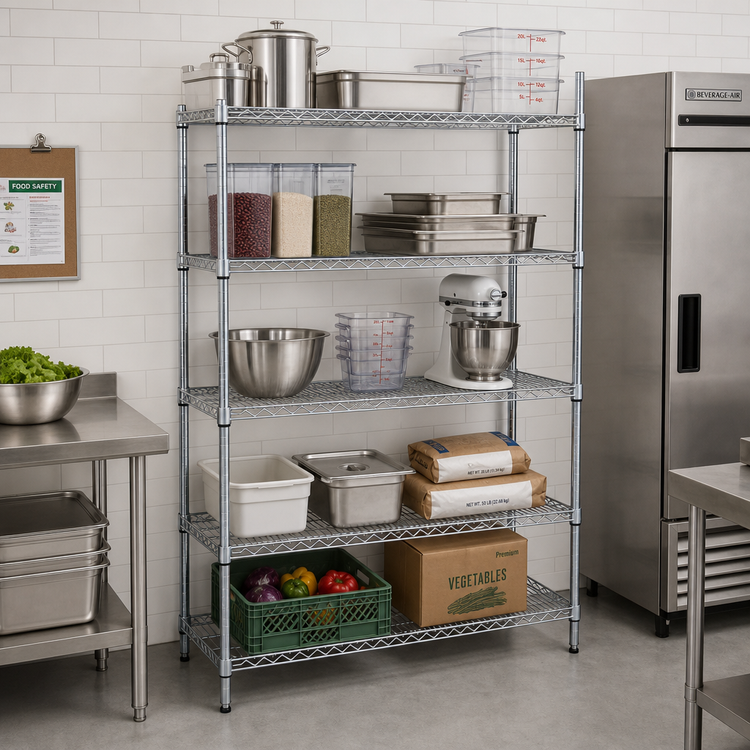 Product image #3 for Quantum 72"W x 18"D x 86"H Stationary Wire Shelving Starter Kit with 5 Shelves and 4 Posts