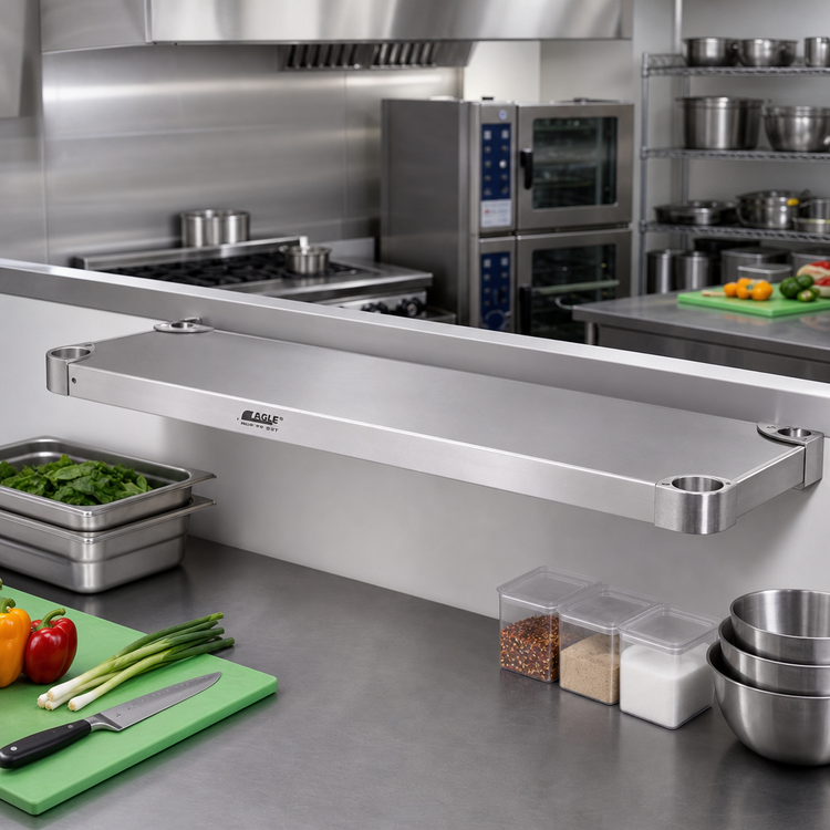 Product image #3 for Eagle Quik-Set 60 Inch x 18 Inch Flat Solid Stainless Steel Shelf with Marine Edge
