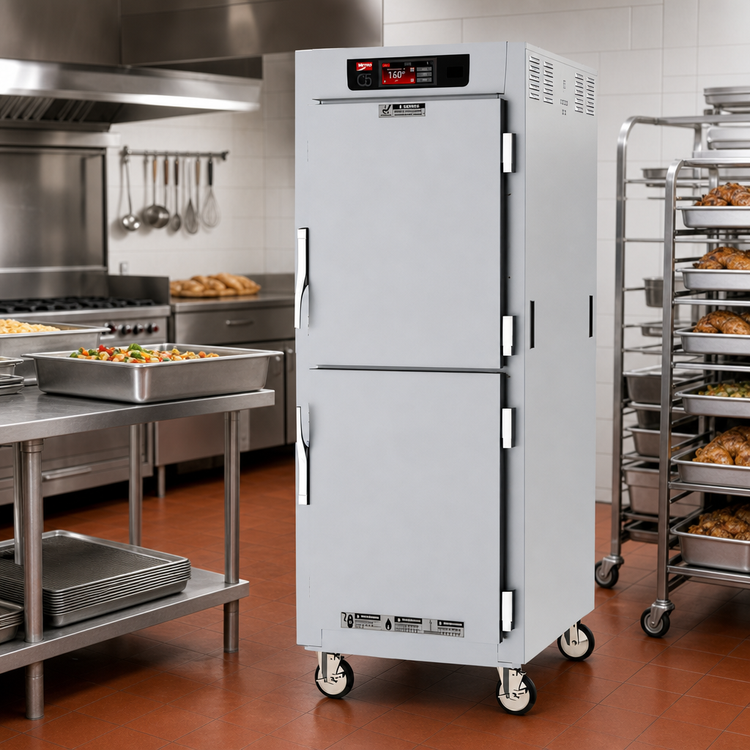 Product image #2 for Metro C5 8 Series Mobile Full-Height Pass-Thru Heated Holding Cabinet with Touch-Screen Controls, Dutch Doors, and Lip-Load Slides
