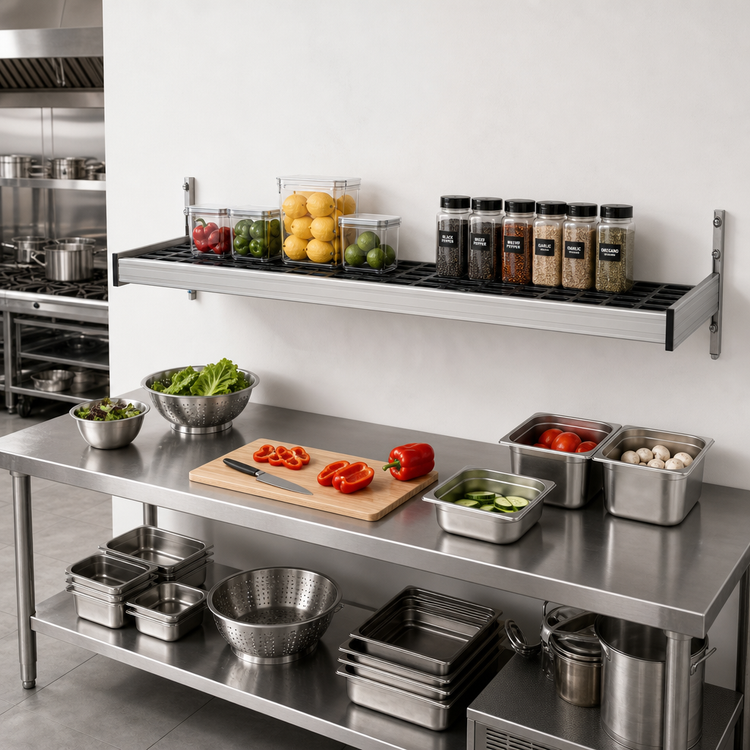 Product image #2 for Fermod Vented Wall Shelving Unit, 59W x 14D, Deep Anodized Aluminum