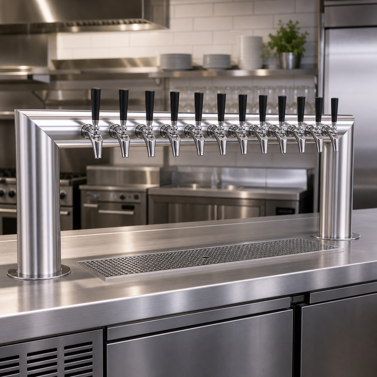 Product image #2 for Krowne 10-Faucet Pass-Thru Glycol-Cooled Beer Tower, 43-Inch Overall Length, Brushed Stainless Steel