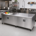 Thumbnail image #2 for Advance Tabco 72 Inch x 30 Inch Enclosed Work Table with Cabinet Base, Mid-Shelf, Hinged Doors, and 14 Gauge 304 Stainless Steel Top