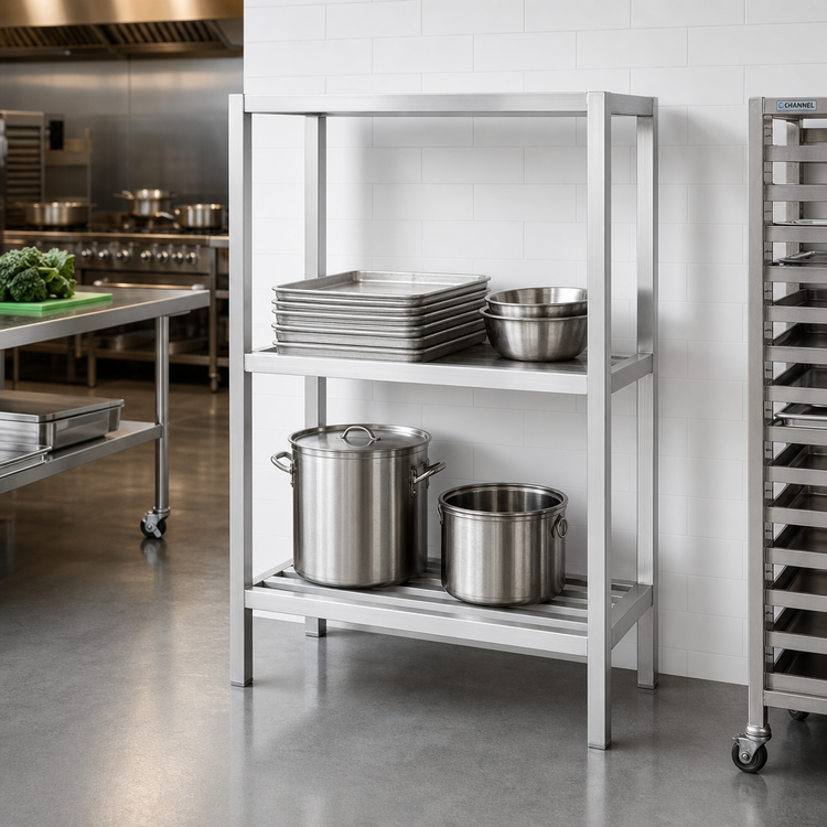Product image #2 for Channel Manufacturing Lifetime Tough All-Welded 2-Shelf Tubular Dunnage Shelving, 54W x 24D x 64H, Aluminum