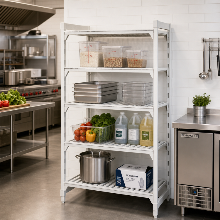 Product image #3 for Camshelving Premium 30"W x 18"D x 84"H 4-Tier Vented Stationary Starter Polymer Shelving Unit