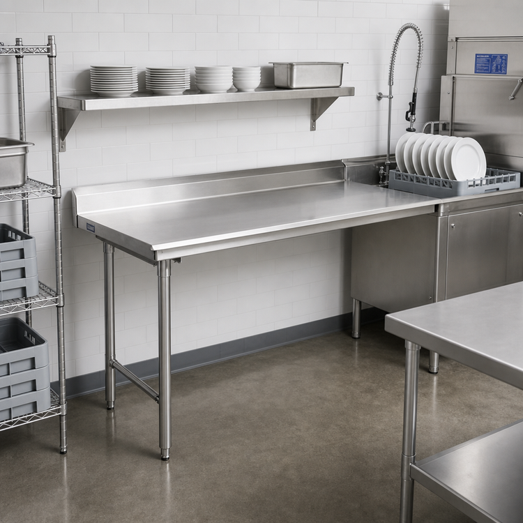 Product image #2 for Eagle Group 72-Inch x 30-Inch Straight Clean Dishtable, Right-to-Left Operation, 16/430 Stainless Steel Top