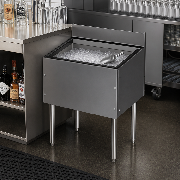 Product image #2 for CHOICE by Glastender C-IBB-36 Underbar Stainless Steel Bar Ice Bin, 36" W x 24" D, 127 lb Ice Capacity