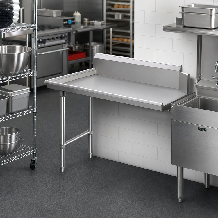 Product image #2 for 26-Inch Clean Straight Right-To-Left Stainless Steel Dish Table with 10-Inch Backsplash
