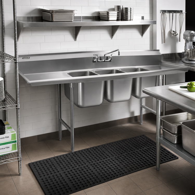 Product image #2 for Eagle Group 314 Series Three Compartment Stainless Steel Commercial Sink with Left Drainboard
