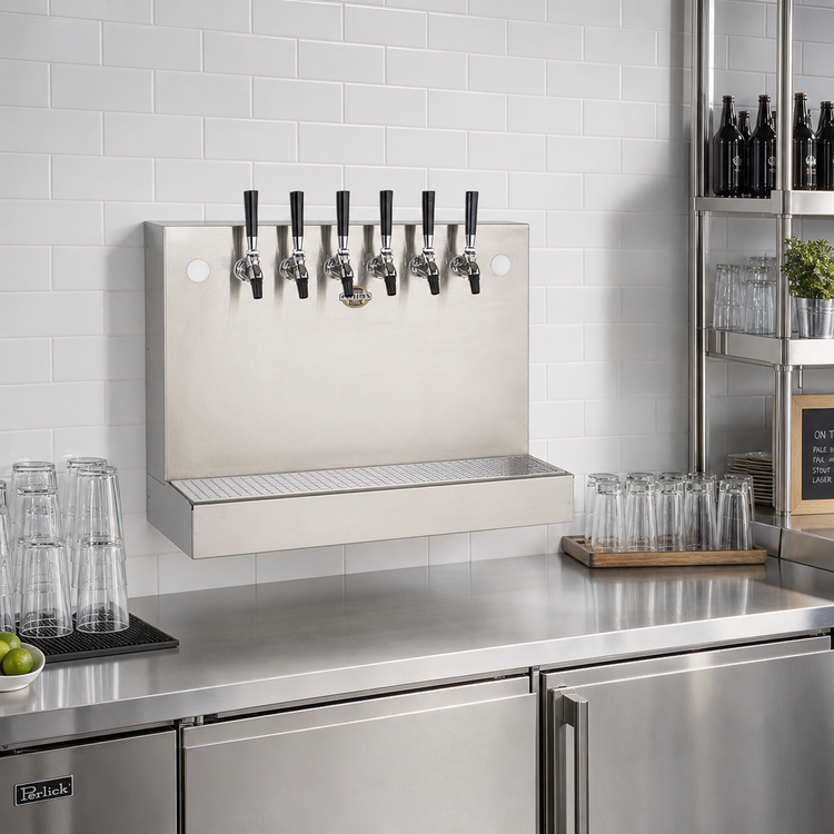 Product image #2 for Perlick Wall-Mount Air-Cooled Draft Beer Dispenser, 6 Faucet Capacity