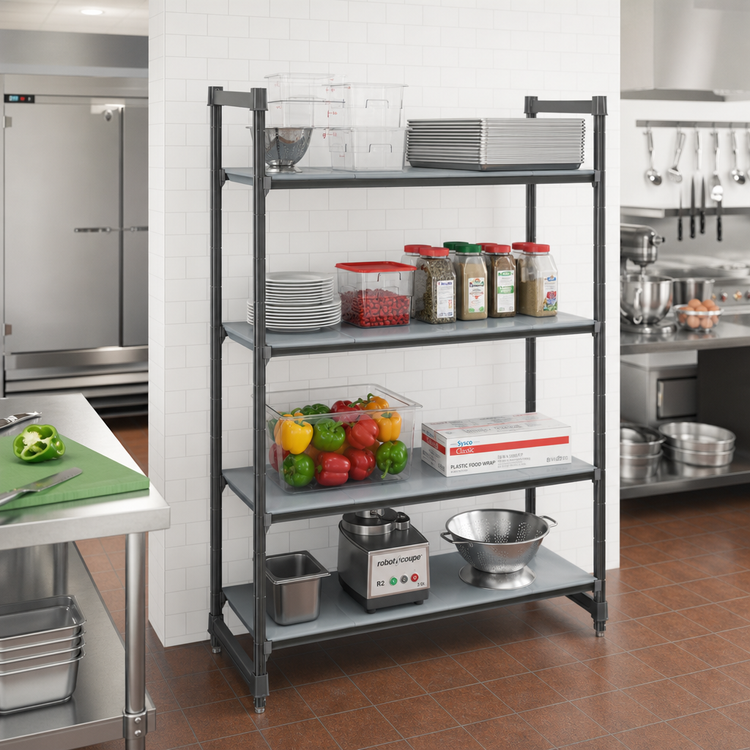 Product image #2 for Camshelving Basics Plus 4-Tier Solid Stationary Starter Shelving Unit, 21 x 36 x 84 Inches, Brushed Graphite
