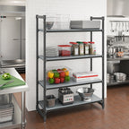 Thumbnail image #2 for Cambro Camshelving® Basics Plus CBU213684S4580 4-Tier Solid Polymer Shelving Starter Unit, 21 x 36 x 84 Inches, Brushed Graphite