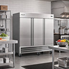 Thumbnail image #2 for Serv-Ware RF3-HC 3-Door Reach-In Freezer, 72 Cu. Ft., Self-Contained Bottom-Mount, Stainless Steel, Digital Controls