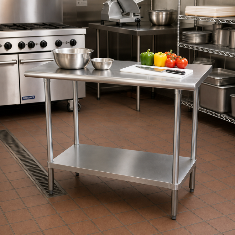 Product image #2 for Advance Tabco Special Value Series Flat Top Stainless Steel Work Table with Adjustable Undershelf, 30 x 24 Inch