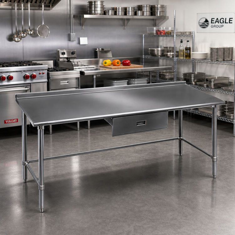 Product image #2 for Eagle Budget Series 108-Inch x 24-Inch 430 Stainless Steel Work Table with 1-1/2-Inch Rear Upturn