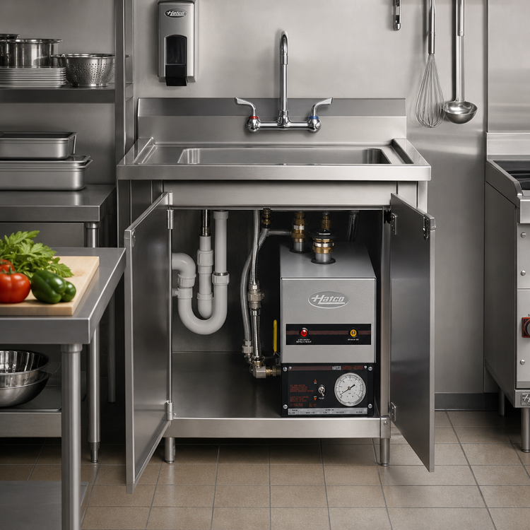 Product image #2 for Hatco 9 kW Electric Sanitizing Sink Heater, 480V, 3-Phase Delta, Undersink Design, for 21-Inch to 25-Inch Square Sink Areas