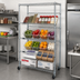 Thumbnail image #2 for Quantum 5-Shelf Slanted Shelf Cart, 36 x 24 x 69 Inches, Chrome Plated