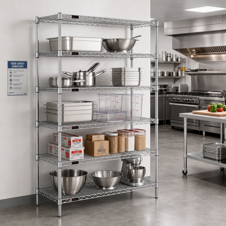Product image #2 for Eagle Group 5-Tier Stationary Starter Wire Shelving Unit, 72" W x 18" D x 86" H, Stainless Steel Finish