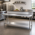 Thumbnail image #2 for Advance Tabco 144-Inch 14-Gauge 304 Stainless Steel Work Table with 10-Inch Backsplash and Undershelf