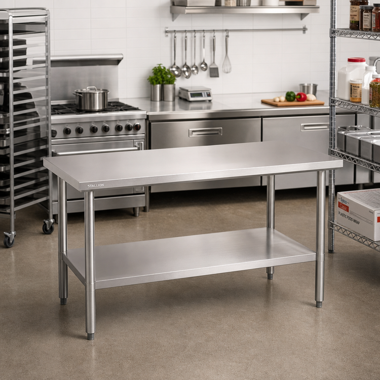 Product image #2 for Stallion by John Boos Budget Stainless Steel Flat Top Work Table with Adjustable Undershelf, 60 x 30 Inches