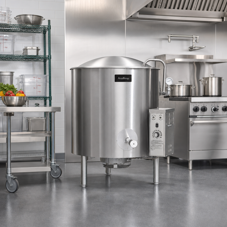 Product image #2 for AccuTemp Edge Series 40-Gallon Gas Stationary Kettle, Full Jacket, 316 Stainless Steel Liner
