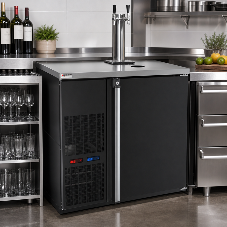Product image #2 for Pro-Line E-Series Dual Temperature Wine Cooler Dispenser, One-Section, 36-3/4 Inch Wide, 4 x 1/6 Barrel Keg Capacity