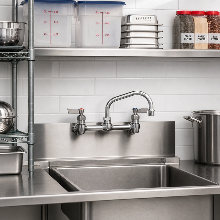 Product image #2 for Fisher 8-Inch Centers Backsplash-Mount Faucet with 6-Inch Swing Spout and EZ Install Adapters