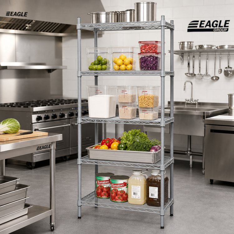 Product image #2 for EagleGard 5-Tier Add-On Wire Shelving Unit, 24 x 21 x 86 Inches, Hybrid Epoxy Finish