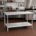 Thumbnail image #2 for Eagle Group Budget Series 84-Inch x 30-Inch Flat Top Work Table with 430 Stainless Steel Top and Adjustable Undershelf