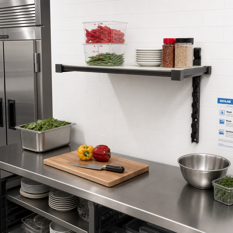 Product image #2 for Cambro Camshelving Elevation Series Wall-Mounted Solid Add-On Shelf Kit, 21 x 24 Inch, Brushed Graphite