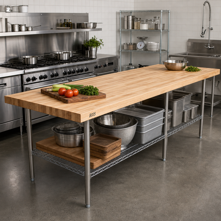Product image #2 for John Boos Edge Grain Northern Hard Rock Maple Wood Work Table Top, 156 x 36 x 2-1/4 Inch